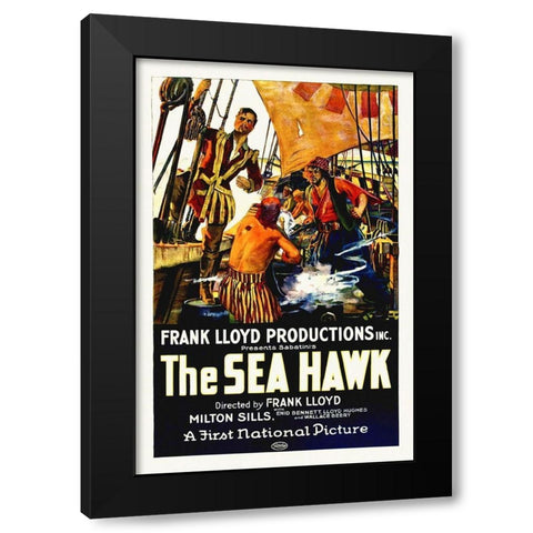Milton Sills, Wallace Beery, The Sea Hawk, 1924 Black Modern Wood Framed Art Print by Hollywood Photo Archive