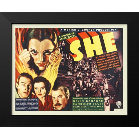 SHE Black Modern Wood Framed Art Print by Hollywood Photo Archive