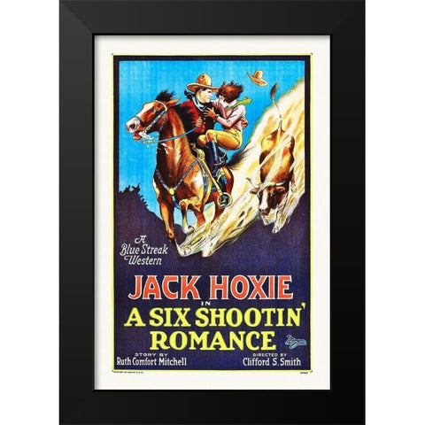 Six Shooting Romance Black Modern Wood Framed Art Print by Hollywood Photo Archive