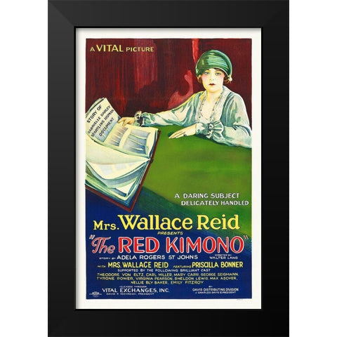 The Red Kimono Black Modern Wood Framed Art Print by Hollywood Photo Archive