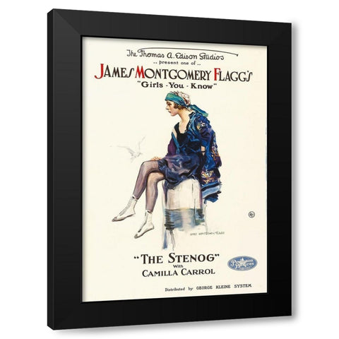 The Stenog, 1918 Black Modern Wood Framed Art Print with Double Matting by Hollywood Photo Archive