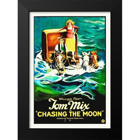 Tom Mix, Chasing The Moon, 1920 Black Modern Wood Framed Art Print by Hollywood Photo Archive