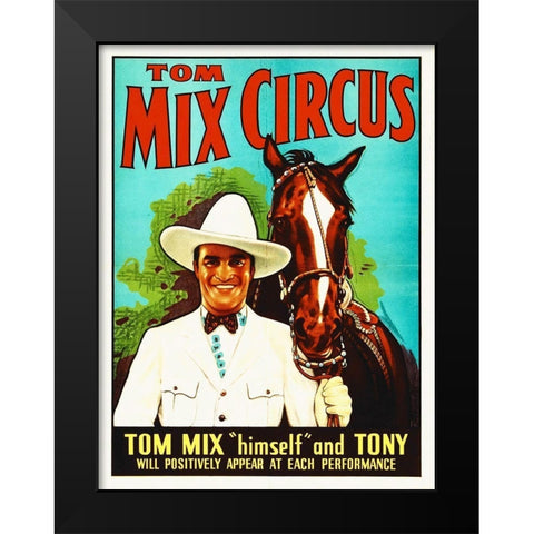 Tom Mix, Circus Black Modern Wood Framed Art Print by Hollywood Photo Archive