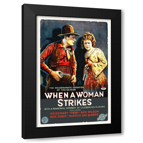 When A Woman Strikes, 1919 Black Modern Wood Framed Art Print by Hollywood Photo Archive