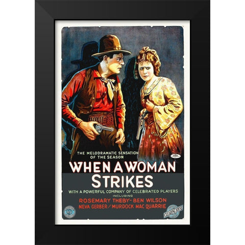 When A Woman Strikes, 1919 Black Modern Wood Framed Art Print by Hollywood Photo Archive