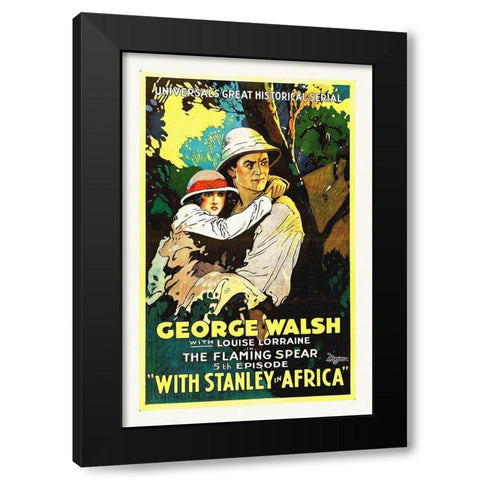 With Stanley In Africa Black Modern Wood Framed Art Print by Hollywood Photo Archive