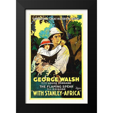 With Stanley In Africa Black Modern Wood Framed Art Print by Hollywood Photo Archive