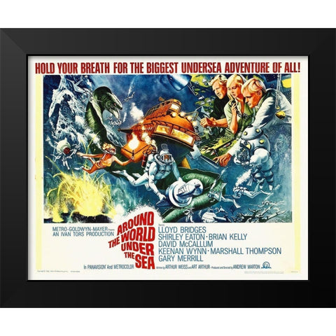 Around The World Under The Sea With Lloyd Bridges Black Modern Wood Framed Art Print by Hollywood Photo Archive