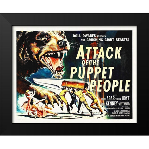 Attack Of The Puppet People Black Modern Wood Framed Art Print by Hollywood Photo Archive