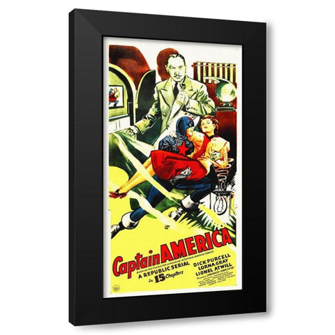 Captain America - A Republic Serial Black Modern Wood Framed Art Print with Double Matting by Hollywood Photo Archive