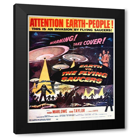 Earth Vs The Flying Saucers Black Modern Wood Framed Art Print with Double Matting by Hollywood Photo Archive