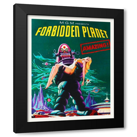 Forbidden Planet Black Modern Wood Framed Art Print with Double Matting by Hollywood Photo Archive