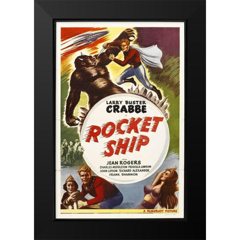 Rocket Ship with Buster Crabbe Black Modern Wood Framed Art Print by Hollywood Photo Archive