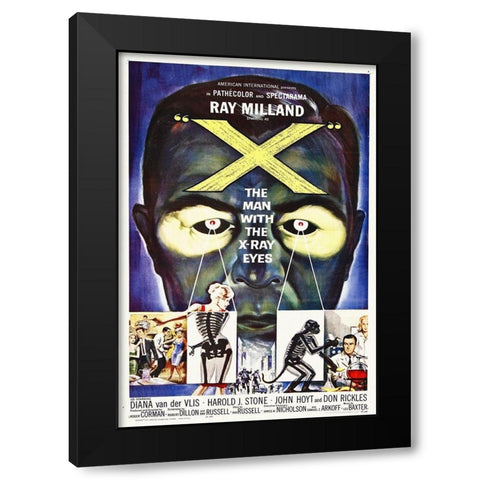 X, The Man With The X-Ray Eyes -1963 Black Modern Wood Framed Art Print by Hollywood Photo Archive