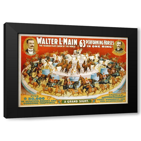 63 Performing Horses - 1899 Black Modern Wood Framed Art Print by Hollywood Photo Archive