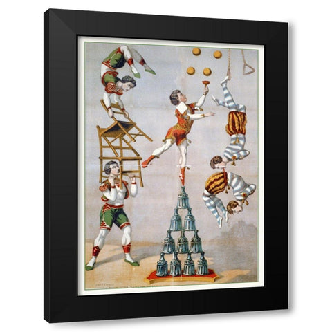 Acrobatic Act - 1870 Black Modern Wood Framed Art Print by Hollywood Photo Archive