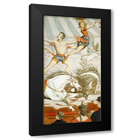Acrobats On Horseback 2 - 1870 Black Modern Wood Framed Art Print by Hollywood Photo Archive