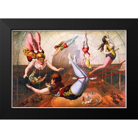 Posters Of Circus And Magic Before 1900 Black Modern Wood Framed Art Print by Hollywood Photo Archive