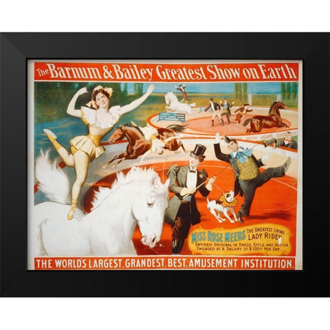 The Barnum and Bailey Greatest Show On Earth - Miss Rose Meers, The Greatest Living Lady Rider - 189 Black Modern Wood Framed Art Print by Hollywood Photo Archive