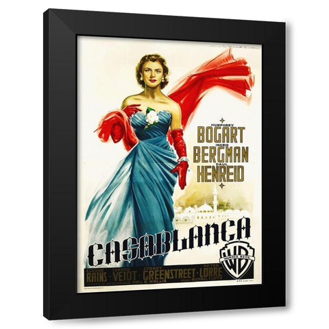 Casablanca 1941 Black Modern Wood Framed Art Print by Hollywood Photo Archive