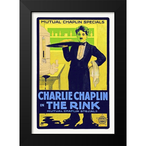 Charlie Chaplin, The Rink - 1916 Black Modern Wood Framed Art Print by Hollywood Photo Archive