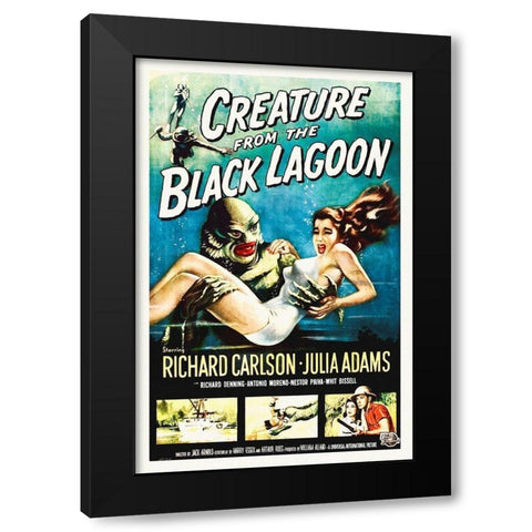 Creature From The Black Lagoon Black Modern Wood Framed Art Print with Double Matting by Hollywood Photo Archive