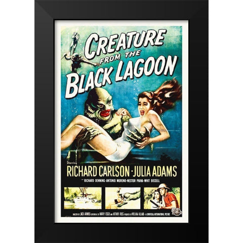 Creature From The Black Lagoon Black Modern Wood Framed Art Print by Hollywood Photo Archive
