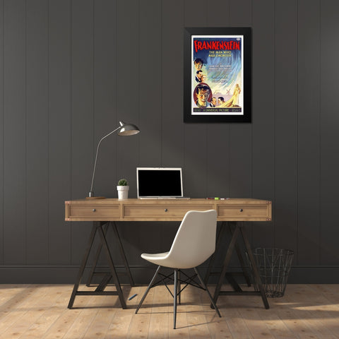 Frankenstein Black Modern Wood Framed Art Print by Hollywood Photo Archive
