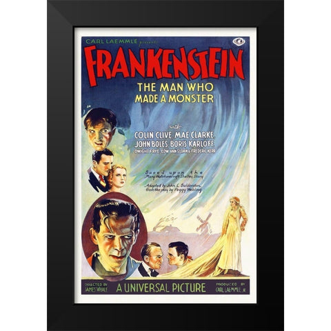 Frankenstein Black Modern Wood Framed Art Print by Hollywood Photo Archive