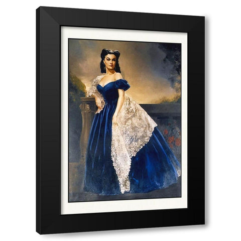 Gone With the Wind Principle Cast Portrait Scarlett O Hara Black Modern Wood Framed Art Print with Double Matting by Hollywood Photo Archive