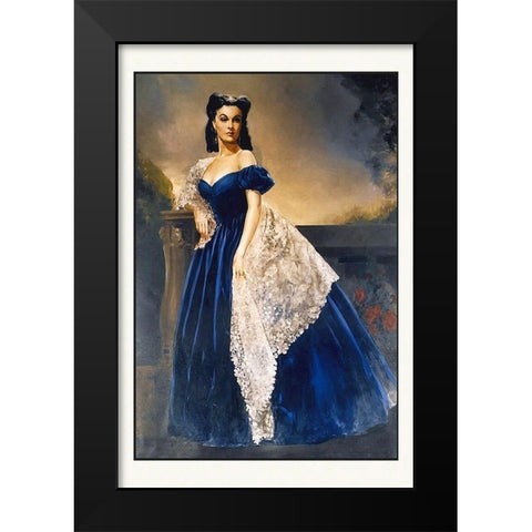 Gone With the Wind Principle Cast Portrait Scarlett O Hara Black Modern Wood Framed Art Print by Hollywood Photo Archive