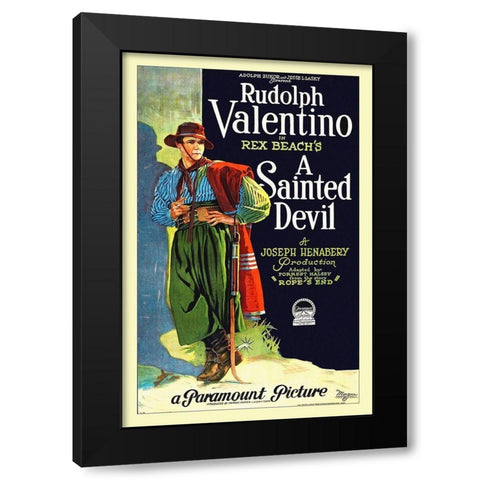 Rudolph Valentino - A Sainted Devil - 1924 Black Modern Wood Framed Art Print with Double Matting by Hollywood Photo Archive