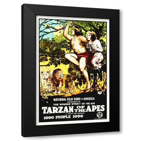 Tarzan of The Apes - 1915 Black Modern Wood Framed Art Print by Hollywood Photo Archive