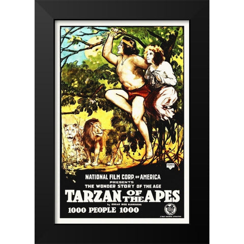 Tarzan of The Apes - 1915 Black Modern Wood Framed Art Print by Hollywood Photo Archive