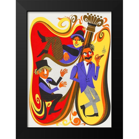 Marx Brothers - Cartoon - Zany Black Modern Wood Framed Art Print by Hollywood Photo Archive