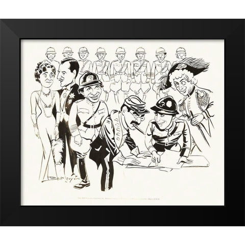 Marx Brothers - Duck Soup - Drawings 02 Black Modern Wood Framed Art Print by Hollywood Photo Archive