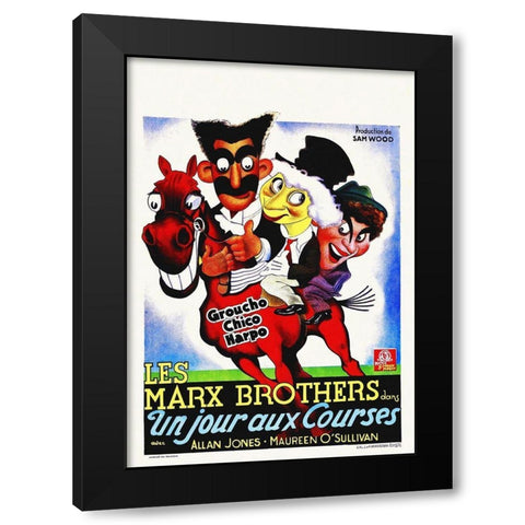 Marx Brothers - French - A Day at the Races 01 Black Modern Wood Framed Art Print by Hollywood Photo Archive