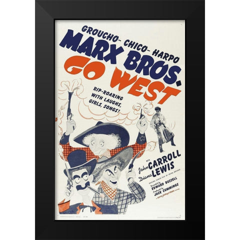 Marx Brothers - Go West 01 Black Modern Wood Framed Art Print by Hollywood Photo Archive