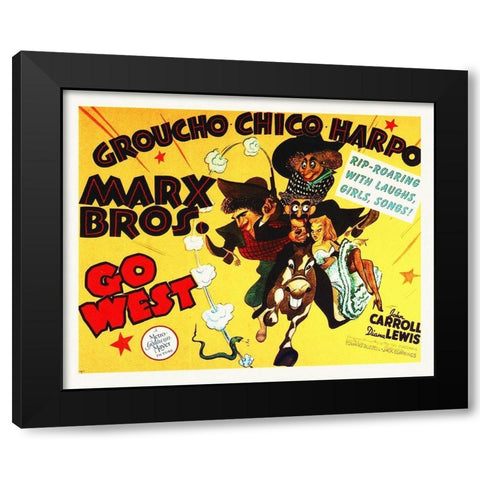 Marx Brothers - Go West 02 Black Modern Wood Framed Art Print by Hollywood Photo Archive