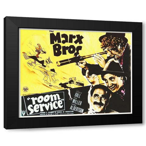 Marx Brothers - Room Service 01 Black Modern Wood Framed Art Print by Hollywood Photo Archive
