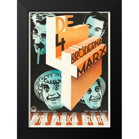 Marx Brothers - Swedish - Horse Feathers 01 Black Modern Wood Framed Art Print by Hollywood Photo Archive