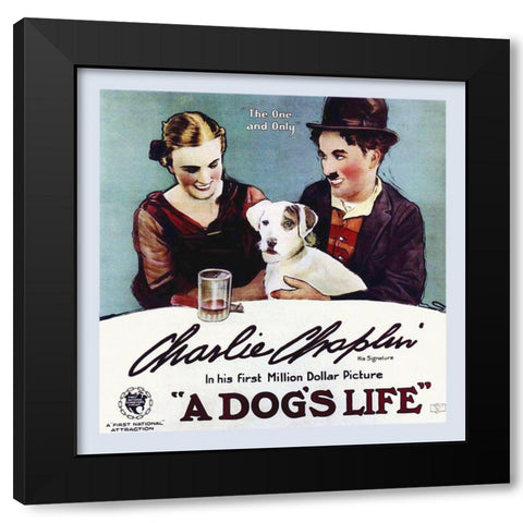 Charlie Chaplin - A Dogs Life, 1918 Black Modern Wood Framed Art Print with Double Matting by Hollywood Photo Archive