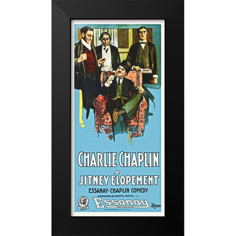 Charlie Chaplin - A Jitney Elopement, 1915 Black Modern Wood Framed Art Print by Hollywood Photo Archive