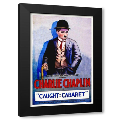 Charlie Chaplin - Caught in a Cabaret, 1914 Black Modern Wood Framed Art Print by Hollywood Photo Archive