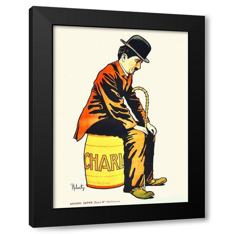 Charlie Chaplin - French - Poster, 1922 Black Modern Wood Framed Art Print with Double Matting by Hollywood Photo Archive