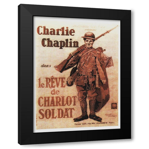 Charlie Chaplin - French - Shoulder Arms, 1918 Black Modern Wood Framed Art Print with Double Matting by Hollywood Photo Archive