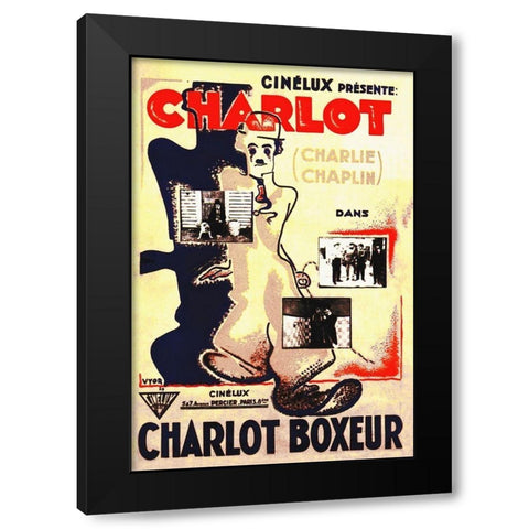 Charlie Chaplin - French - The Champion, 1915 Black Modern Wood Framed Art Print with Double Matting by Hollywood Photo Archive