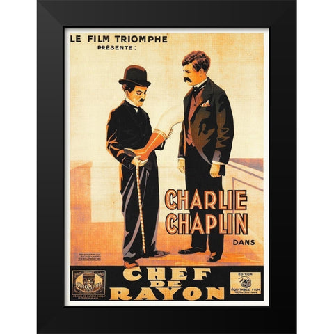 Charlie Chaplin - French - The Floorwalker, 1916 Black Modern Wood Framed Art Print by Hollywood Photo Archive