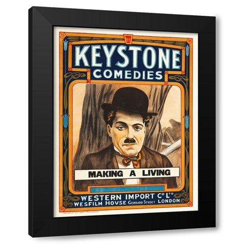 Charlie Chaplin - Making A Living, 1914 Black Modern Wood Framed Art Print with Double Matting by Hollywood Photo Archive