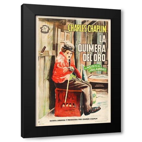 Charlie Chaplin - Spanish - The Gold Rush Black Modern Wood Framed Art Print with Double Matting by Hollywood Photo Archive